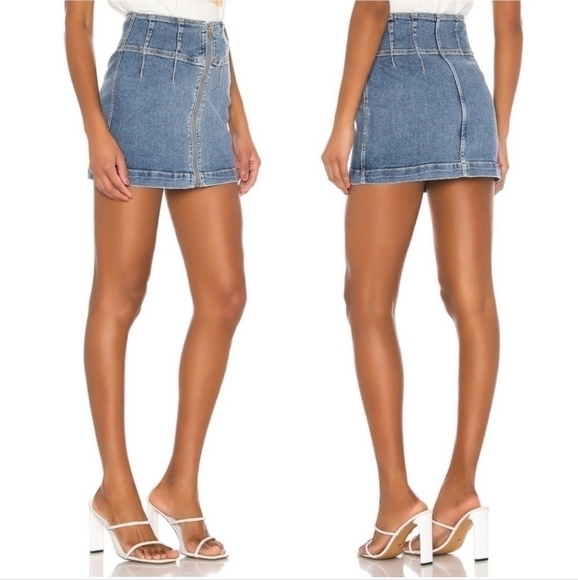 NEW Free People Virgo Zip Front Mini Skirt Sierra wash - Picture 7 of 11